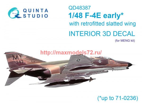 QD+48387   3D Декаль интерьера кабины F-4E early с установленным предкрылком крыла (Meng) (с 3D-печатными деталями) (thumb71640)